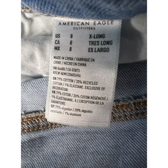 American Eagle Super High-Rise Straight Jeans Womens Size 8 Extra Long Blue - Picture 3 of 9